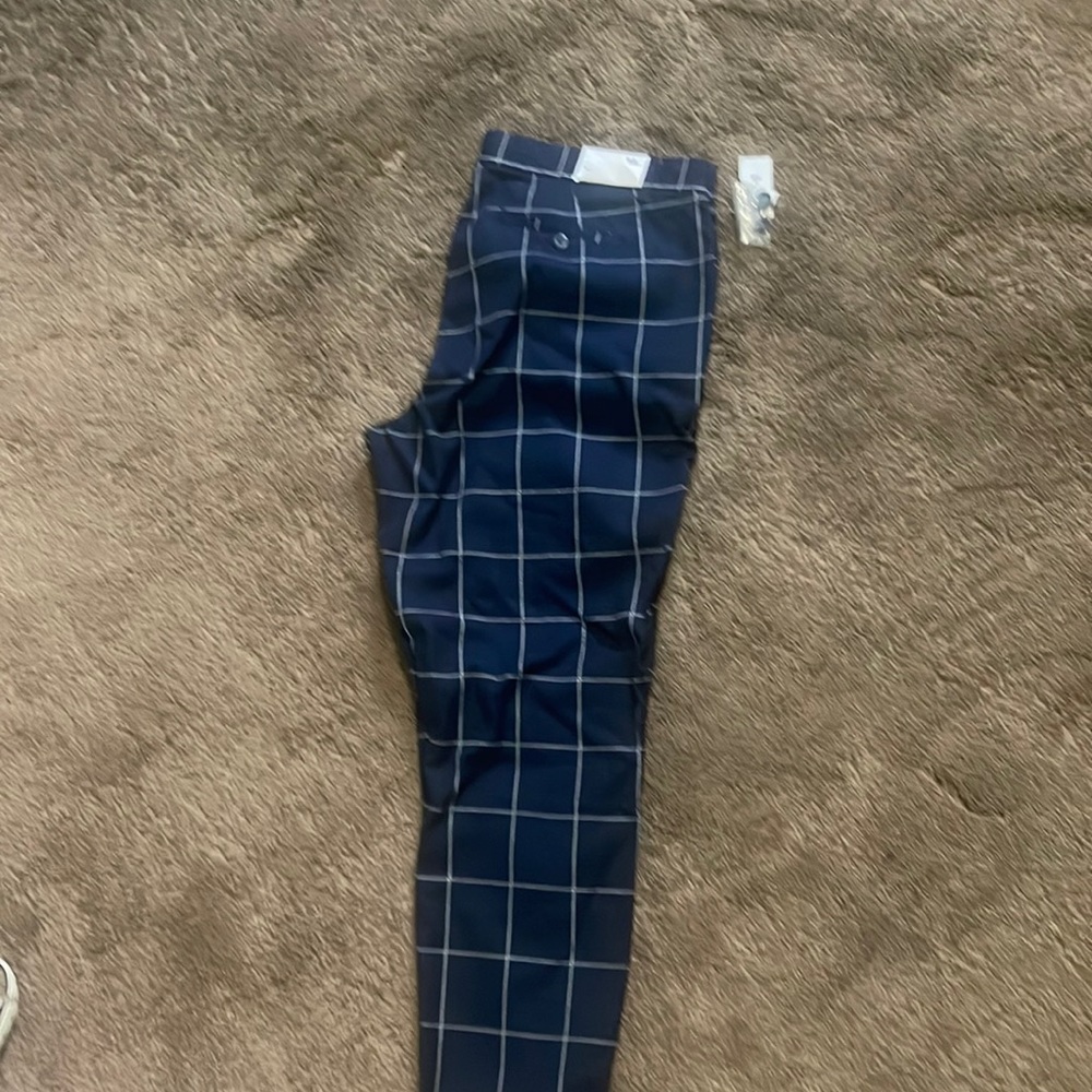 Navy blue and white trousers